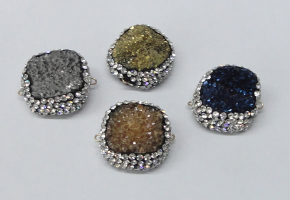 NGC634 24*25mm - 26*28mm freeform plated druzy agate connectors