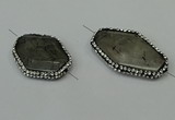 NGC6508 25*30mm - 25*40mm freeform black rutilated quartz connectors