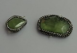 NGC6548 18*25mm - 25*30mm freeform green rutilated quartz connectors