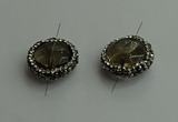 NGC6580 18mm - 20mm flat round smoky quartz connectors wholesale