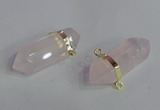 NGC665 10*35mm - 15*40mm faceted nuggets rose quartz connectors