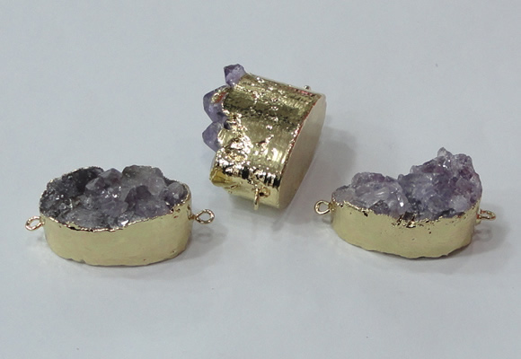 NGC687 15*28mm - 20*30mm freeform druzy amethyst connectors