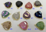 NGC7000 20mm faceted heart plated druzy agate connectors