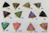 NGC7003 20*20mm faceted triangle plated druzy agate connectors