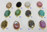 NGC7007 17*22mm faceted oval plated druzy agate connectors