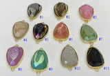 NGC7011 17*22mm faceted teardrop plated druzy agate connectors