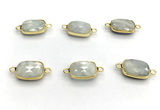 NGC7025 11*15mm faceted rectangle moonstone connectors