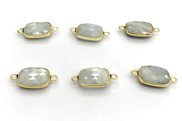 NGC7025 11*15mm faceted rectangle moonstone connectors