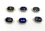 NGC7030 11*15mm faceted rectangle lapis lazuli connectors