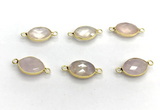 NGC7035 11*15mm faceted oval rose quartz connectors