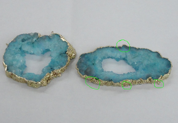 NGC704 45*75mm - 60*70mm freeform druzy agate connectors