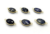 NGC7045 11*15mm faceted oval lapis lazuli connectors