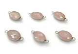 NGC7047 11*15mm faceted oval rose quartz connectors