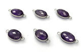 NGC7049 11*15mm faceted oval amethyst connectors