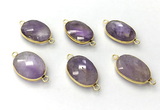 NGC7051 17*22mm faceted oval amethyst connectors