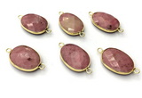 NGC7053 17*22mm faceted oval pink wooden jasper connectors