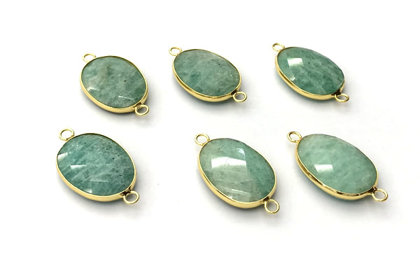 NGC7054 17*22mm faceted oval amazonite connectors