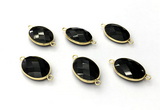 NGC7060 17*22mm faceted oval black agate connectors