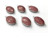 NGC7062 17*22mm faceted oval pink wooden jasper connectors