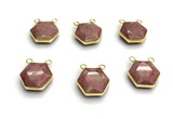 NGC7067 16mm faceted hexagon pink wooden jasper connectors