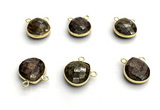 NGC7071 14mm faceted flat teardrop bronzite connectors