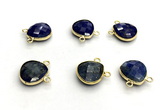 NGC7072 14mm faceted flat teardrop lapis lazuli connectors