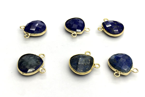 NGC7072 14mm faceted flat teardrop lapis lazuli connectors