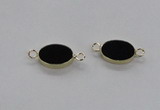 NGC717 13*18mm oval black agate gemstone connectors wholesale