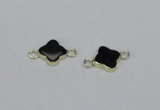 NGC721 14mm flower black agate gemstone connectors wholesale