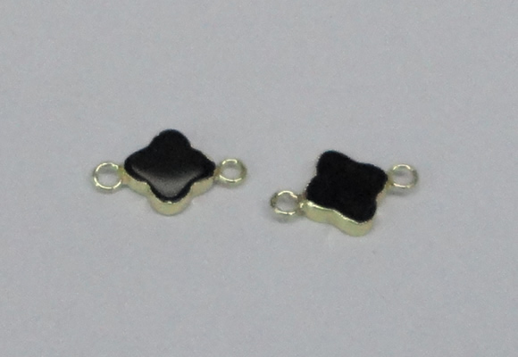 NGC721 14mm flower black agate gemstone connectors wholesale