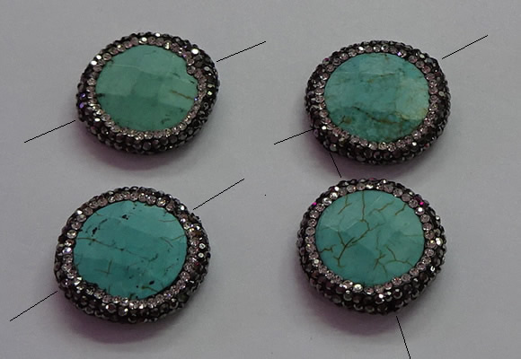 NGC7531 24mm faceted coin turquoise connectors wholesale