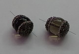 NGC7556 15*20mm egg-shaped smoky quartz connectors wholesale