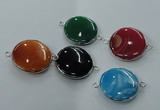 NGC77 25mm - 26mm flat round agate gemstone connectors wholesale