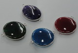 NGC78 30mm flat round agate gemstone connectors wholesale