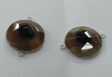 NGC82 31mm flat round agate gemstone connectors wholesale