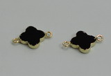 NGC870 18mm flower black agate gemstone connectors wholesale