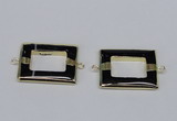 NGC872 30*40mm rectangle black agate gemstone connectors wholesale