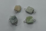 NGC92 12*12mm square druzy agate connectors wholesale