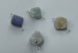 NGC93 12*12mm diamond druzy agate connectors wholesale