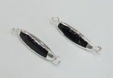 NGC988 8*30mm trihedron black agate gemstone connectors wholesale