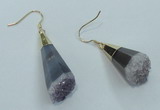 NGE03 15*30mm - 16*35mm freeform druzy amethyst earrings wholesale