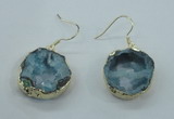 NGE07 20*25mm - 25*30mm freeform plated druzy agate earrings