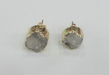 NGE114 12mm - 14mm freeform druzy quartz gemstone earrings