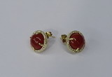 NGE178 10mm flat round agate gemstone earrings wholesale