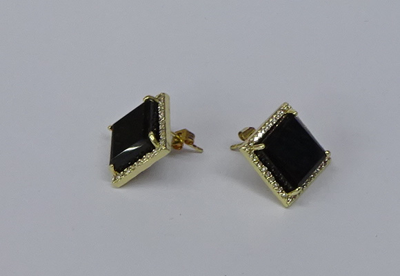 NGE203 12*12mm square agate gemstone earrings wholesale