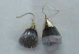 NGE21 16*22mm - 18*25mm freeform druzy amethyst earrings wholesale