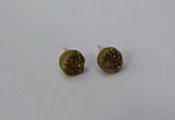 NGE216 8mm coin druzy agate gemstone earrings wholesale