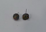 NGE217 8mm coin druzy agate gemstone earrings wholesale