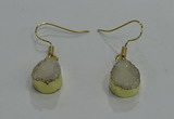 NGE242 10*12mm teardrop druzy agate gemstone earrings wholesale