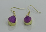 NGE244 10*12mm teardrop druzy agate gemstone earrings wholesale